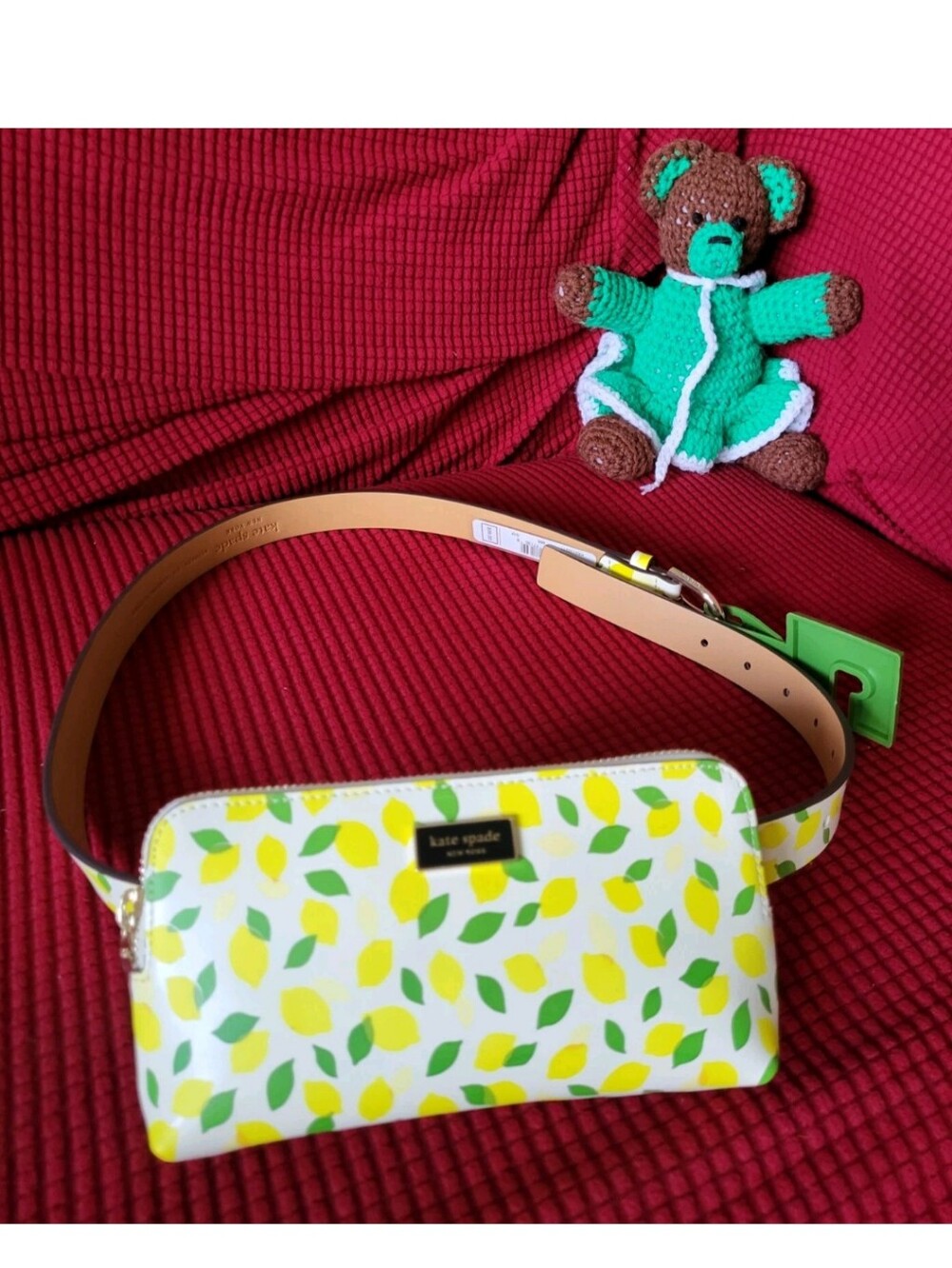 kate spade Lemon Print Belt Bag in White, Yellow & Green. Fanny Pack.